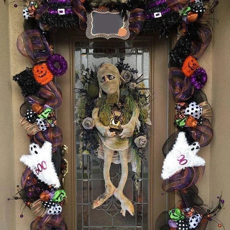 New Halloween Mummy Wreath for Front Door, Halloween Wreath Mummy Halloween Wreath Scary Halloween, Halloween Skull