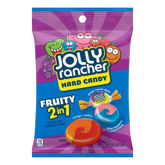 2-In-1 Fruit Flavored Hard Candy, Bag 6.5 Oz