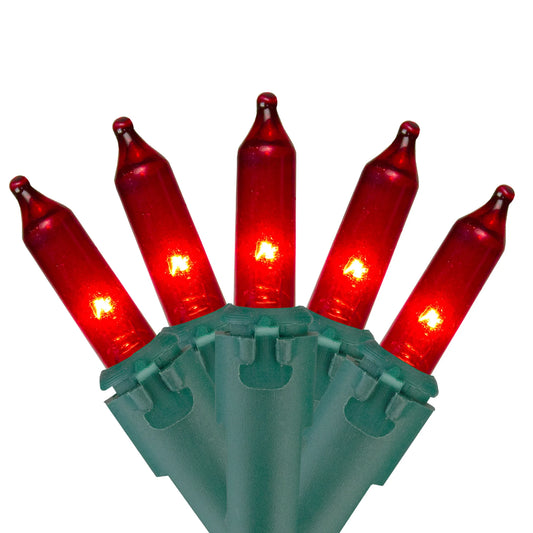 50Ct Mini String Lights -Red - 10.2' Green Wire