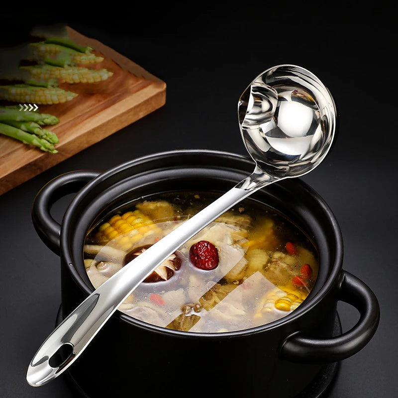 Stainless Steel Colander Spoon Soup Colander Kitchen Soup Gravy Oil Soup Fat Separator Ladles Skimmer Spoon Soup Colander