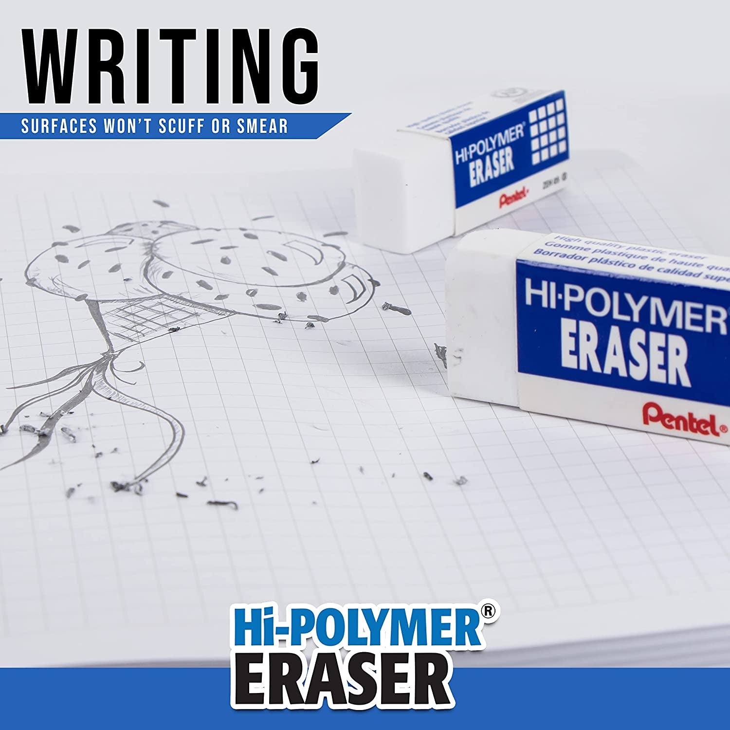 Hi-Polymer Block Eraser, Large, White, Pack of 10 Erasers (ZEH10PC10)