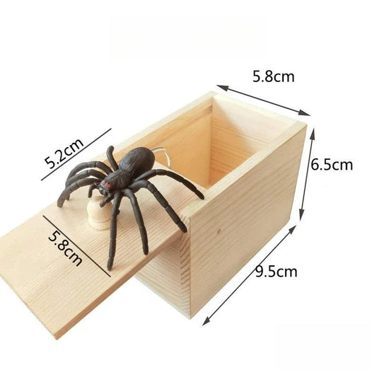 New Trick Spider Funny Scare Box Wooden Hide Box Quality Prank Wooden Scare Box Fun Game Prank Prank Friends Toy Holiday Gift