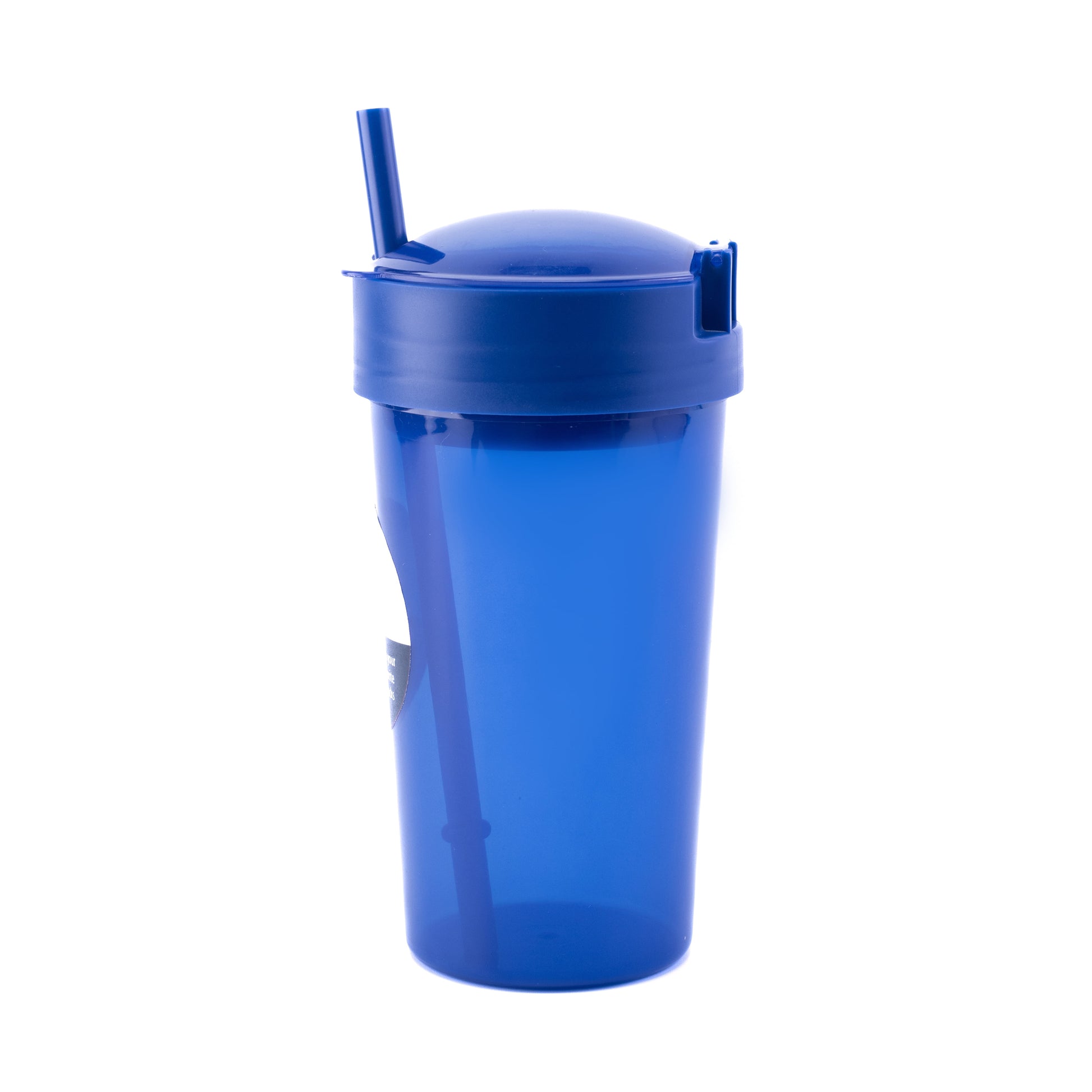 Plastic Blue Snack Tumbler with Straw, 14 Oz