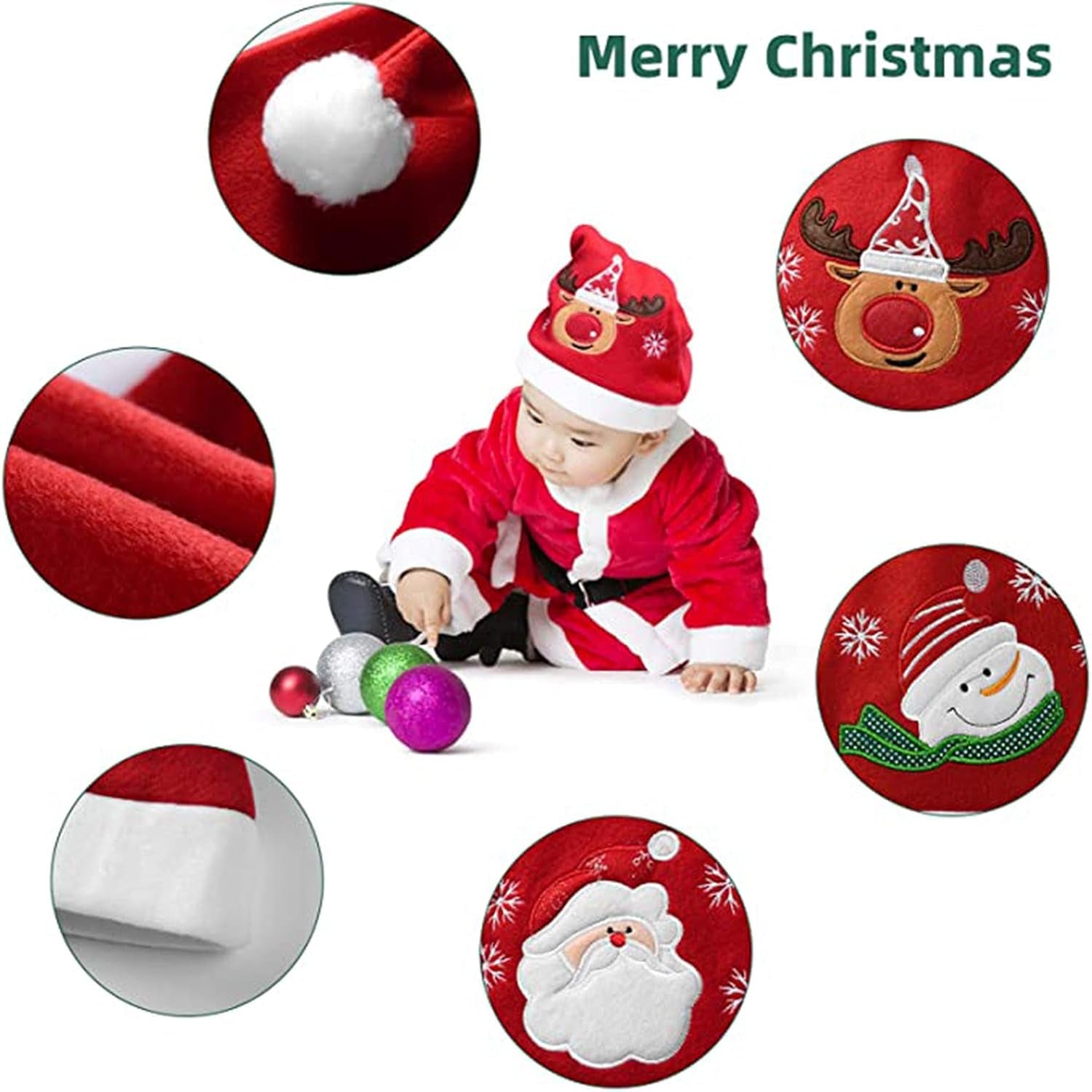 Christmas Hat for Adult, Women Men Cute Santa Hat Holiday Xmas Hats for Christmas Costume New Year Festive Party