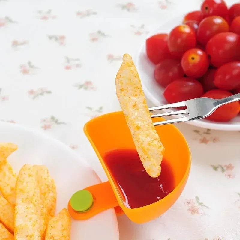 4Pcs/Set Dip Clip Bowl Dipping Bowl Sauce Holder Assorted Clip Container Dish Plate Tomato Sauce Vinegar Kitchen Gadgets