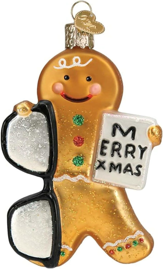 Gingerbread Optometrist Glass Blown Ornament for Christmas Tree