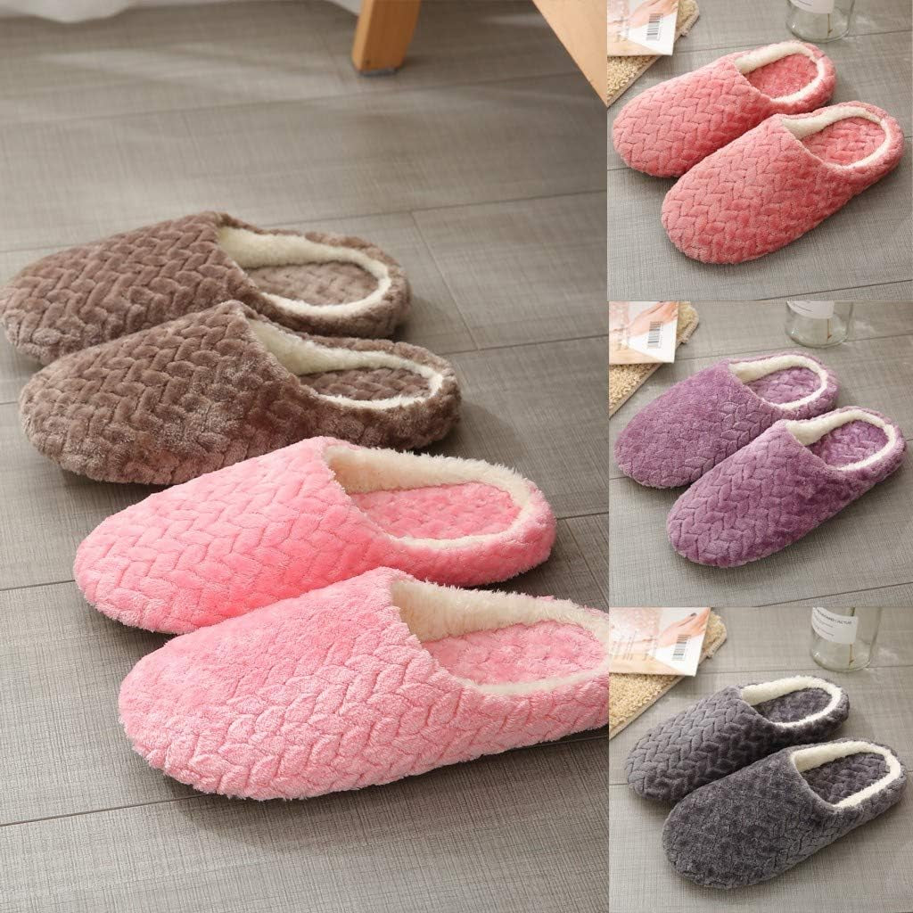 Cute Slippers Indoor-Rqwein Comfy Faux Fur Womens House Slipper Scuff Memory Foam Slip on Anti-Skid Sole