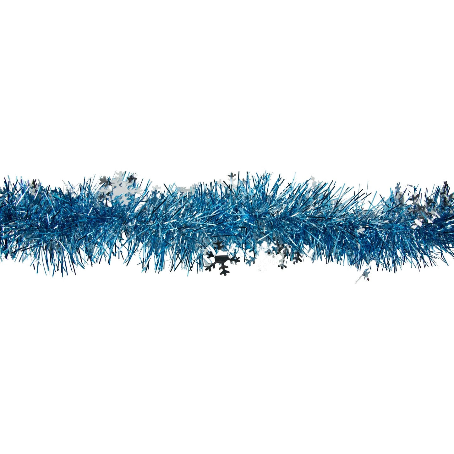 12' X 3" Sky Blue and Silver Snowflakes Christmas Tinsel Garland - Unlit