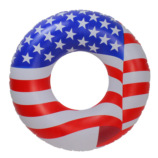 American Flag Inflatable Swimming Pool Inner Tube - 36" - Red and White