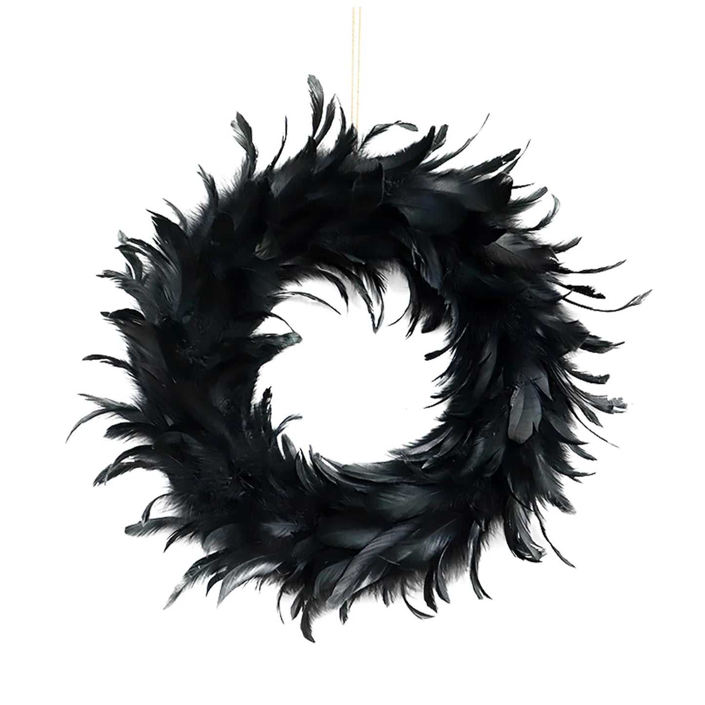 Halloween Door Wreath Black Feather Flower Wreath Wall Door Hanging Festival Party Decor Halloween Decorations