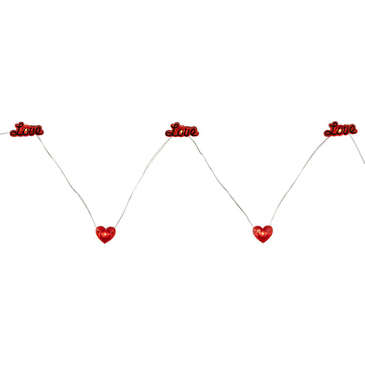 20-Count Red Valentine'S Day Love and Heart LED Fairy Lights, 6.25Ft, Copper Wire