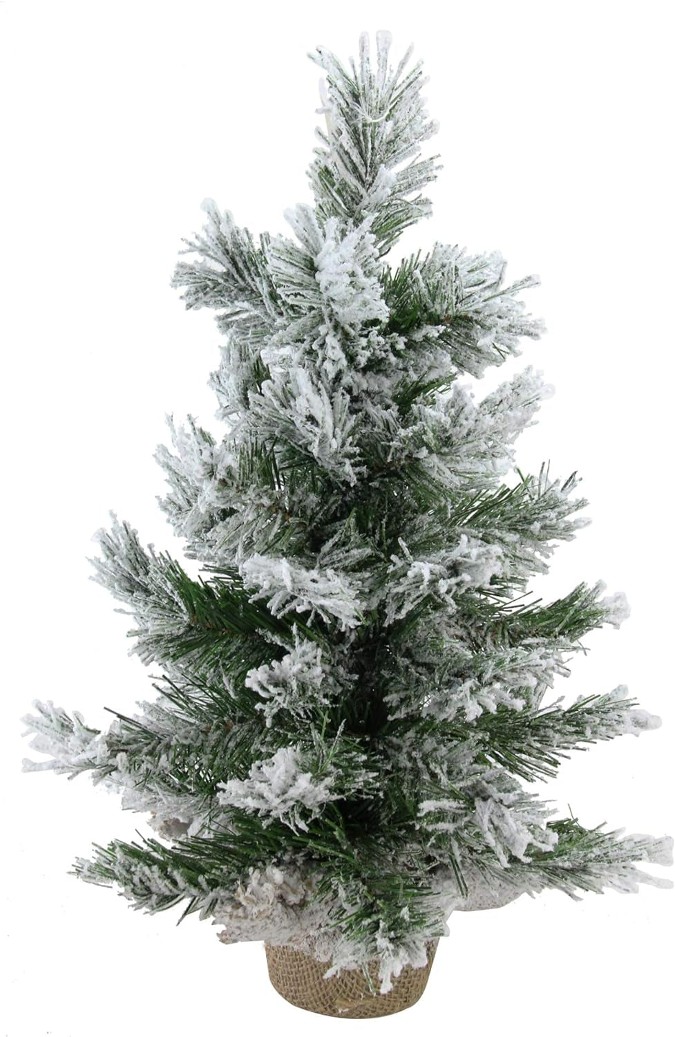 Pine Artificial Christmas Tree in Burlap Base, 18 In, White