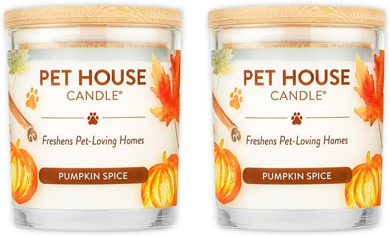 Pet House Candle 2 Pack - Plant-Based/Soy Candle - Clean Burning Scented Candles, Long Lasting Pet Odor Candle for Home - Pumpkin Pie