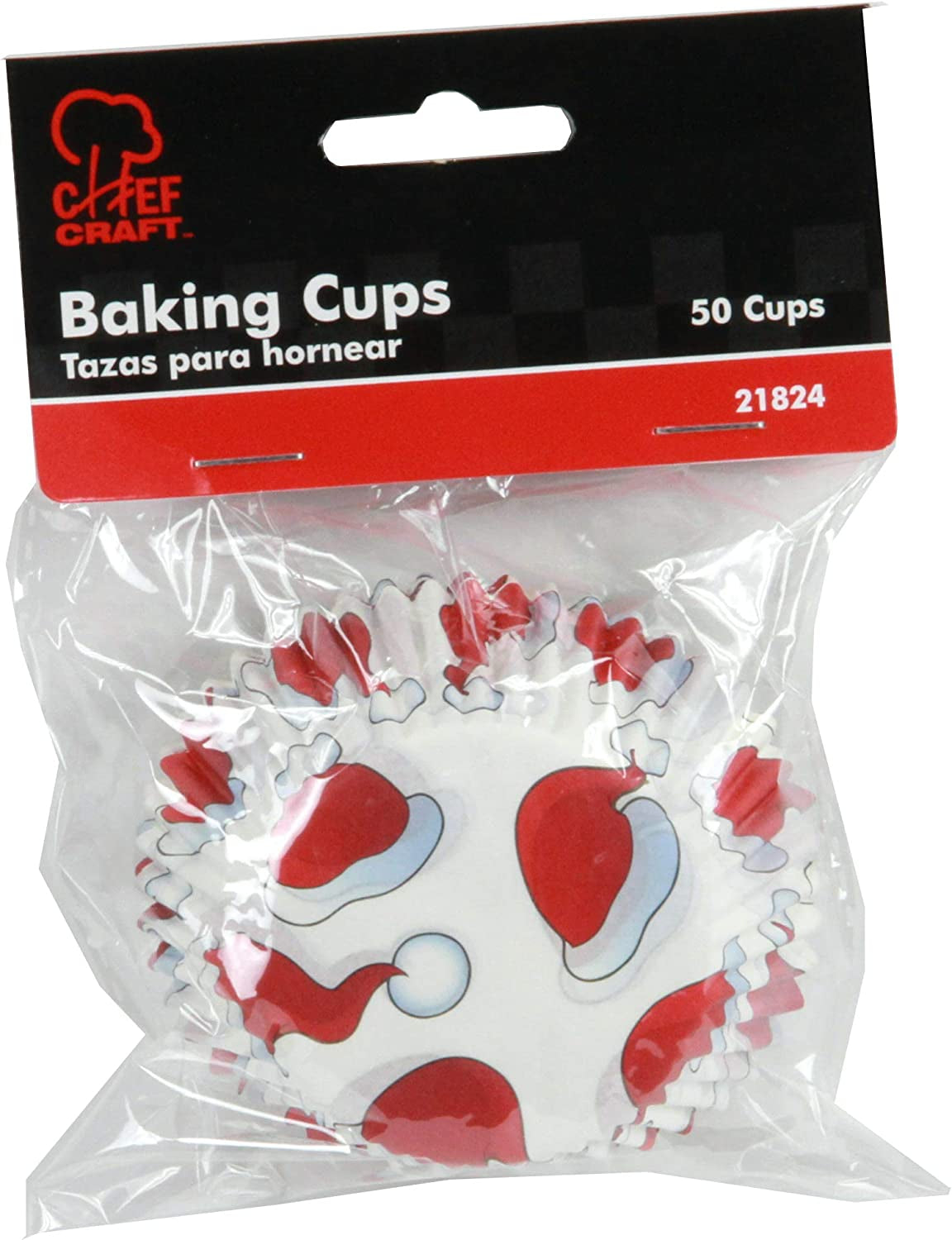 Paper Patterned Cupcake Liners, 50 Count, White/Red