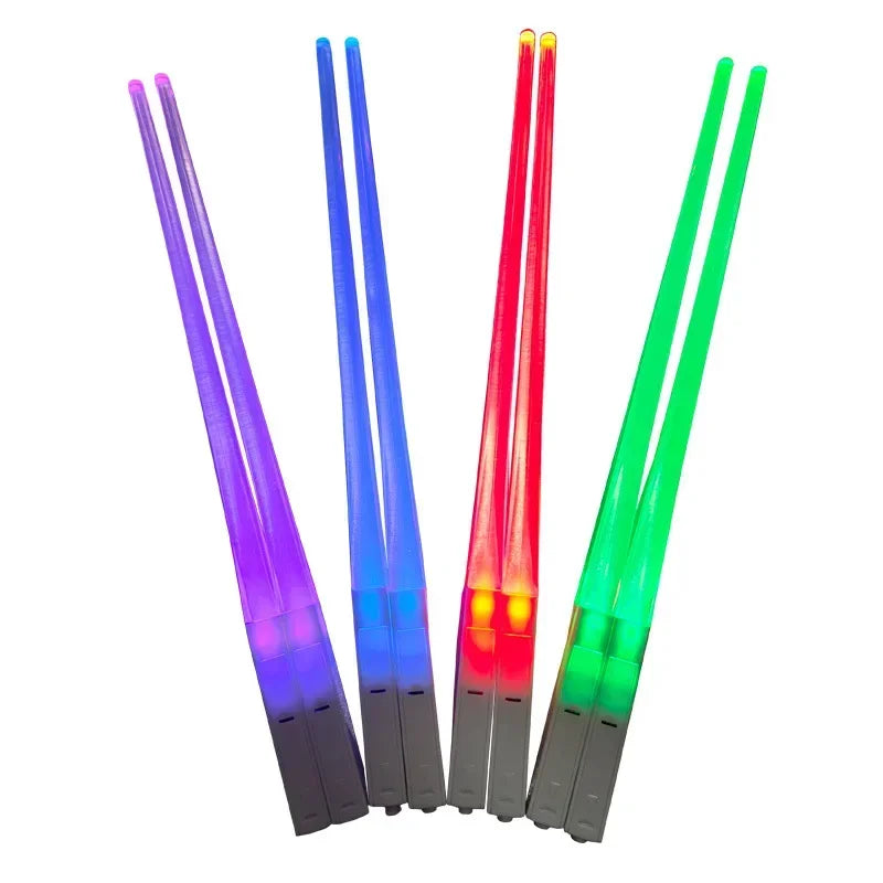 1 Pair LED Lightsaber Chopsticks Luminous Reusable Kitchen Light up LED Chopstick Glowing BPA Free Food Safe Chopsticks