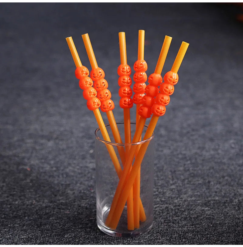 Halloween Pumpkin Straw Ghost Straws Halloween Decoration Straws Halloween Party Supplies Halloween Decorations for Home Party