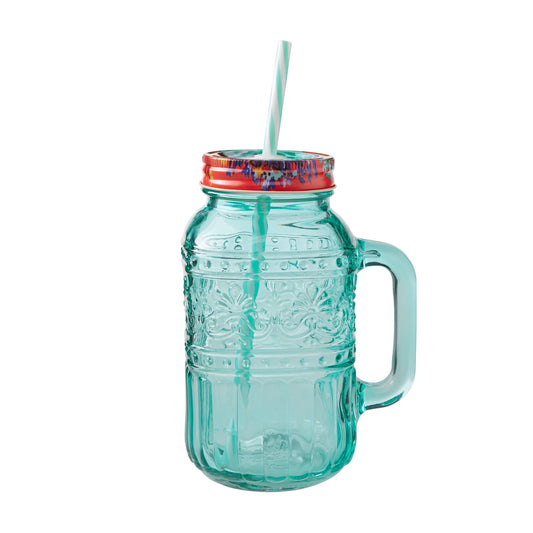 Cassie 32-Fluid-Ounce Mason Jar Tumbler, Teal