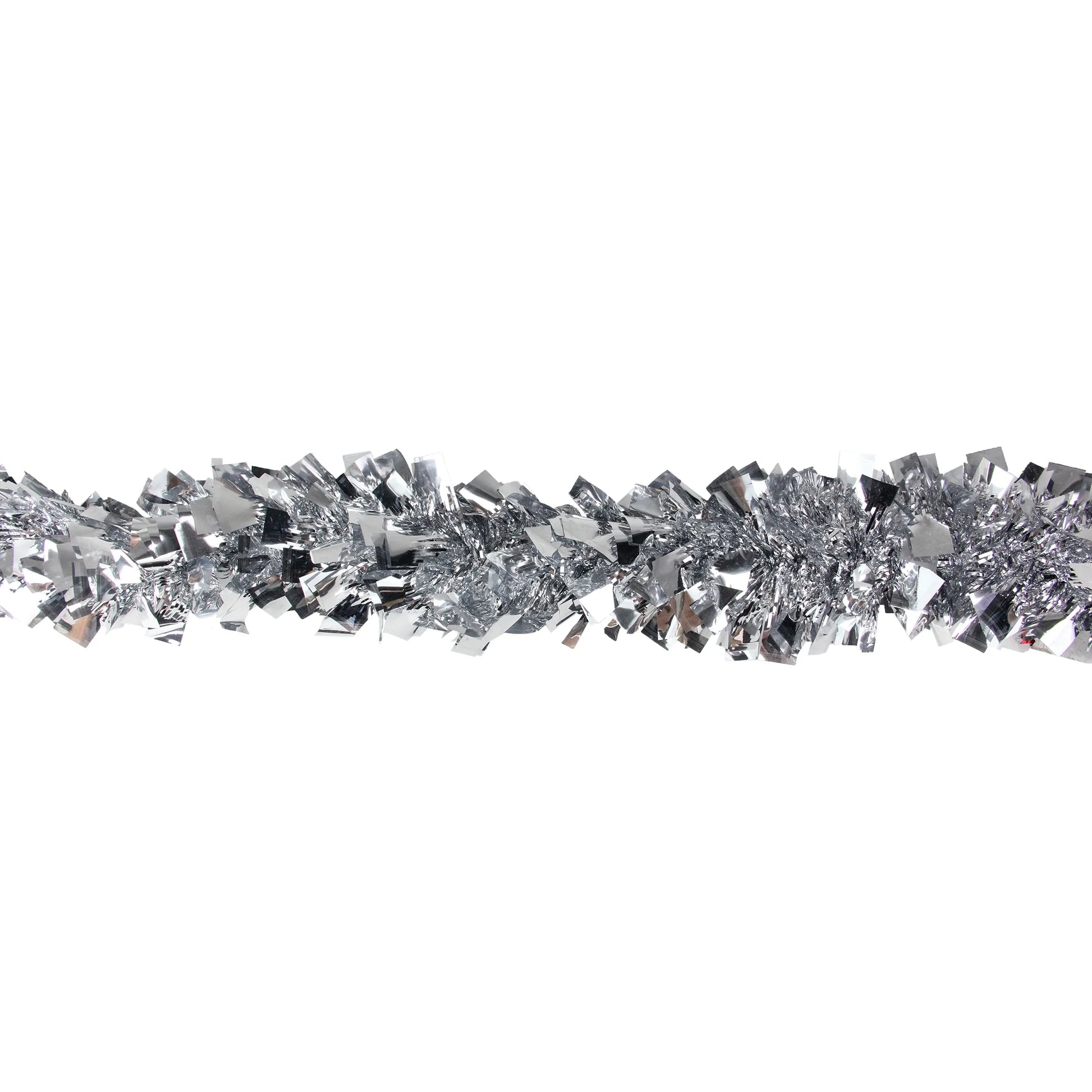 12' X 4" Unlit Shiny Holographic Silver Christmas Tinsel Garland