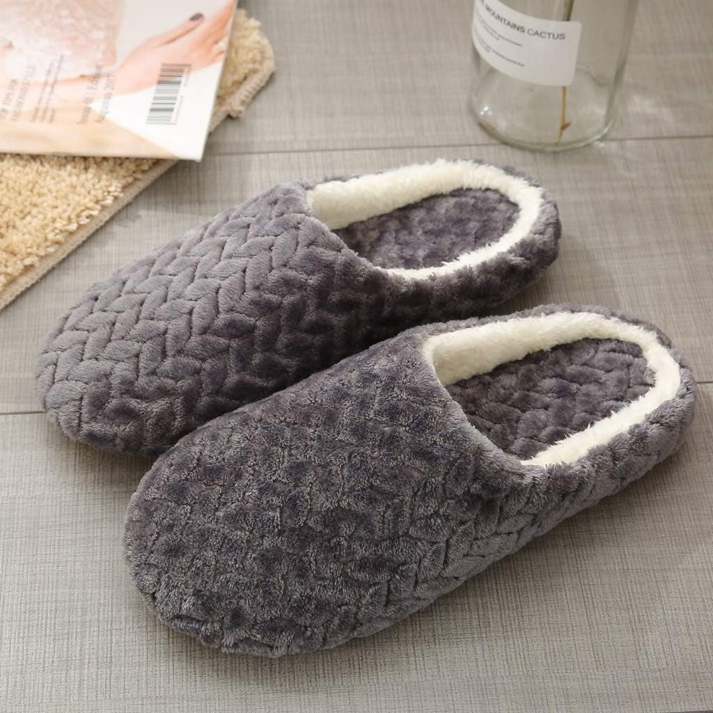 Cute Slippers Indoor-Rqwein Comfy Faux Fur Womens House Slipper Scuff Memory Foam Slip on Anti-Skid Sole