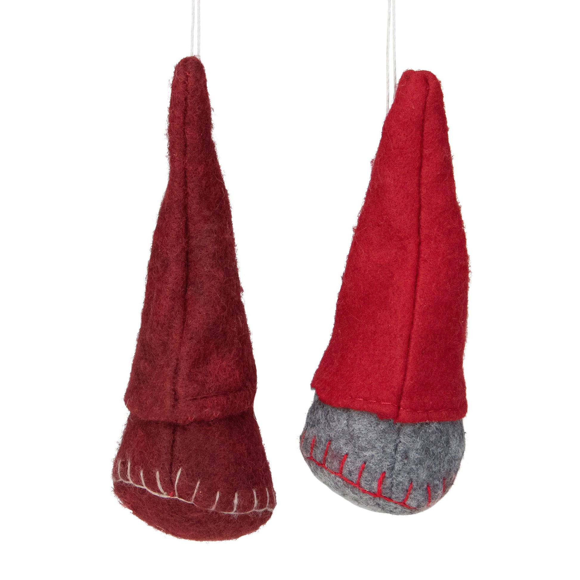 2Ct Santa Gnomes Christmas Ornament Set 4.75" - Gray/Burgundy Red