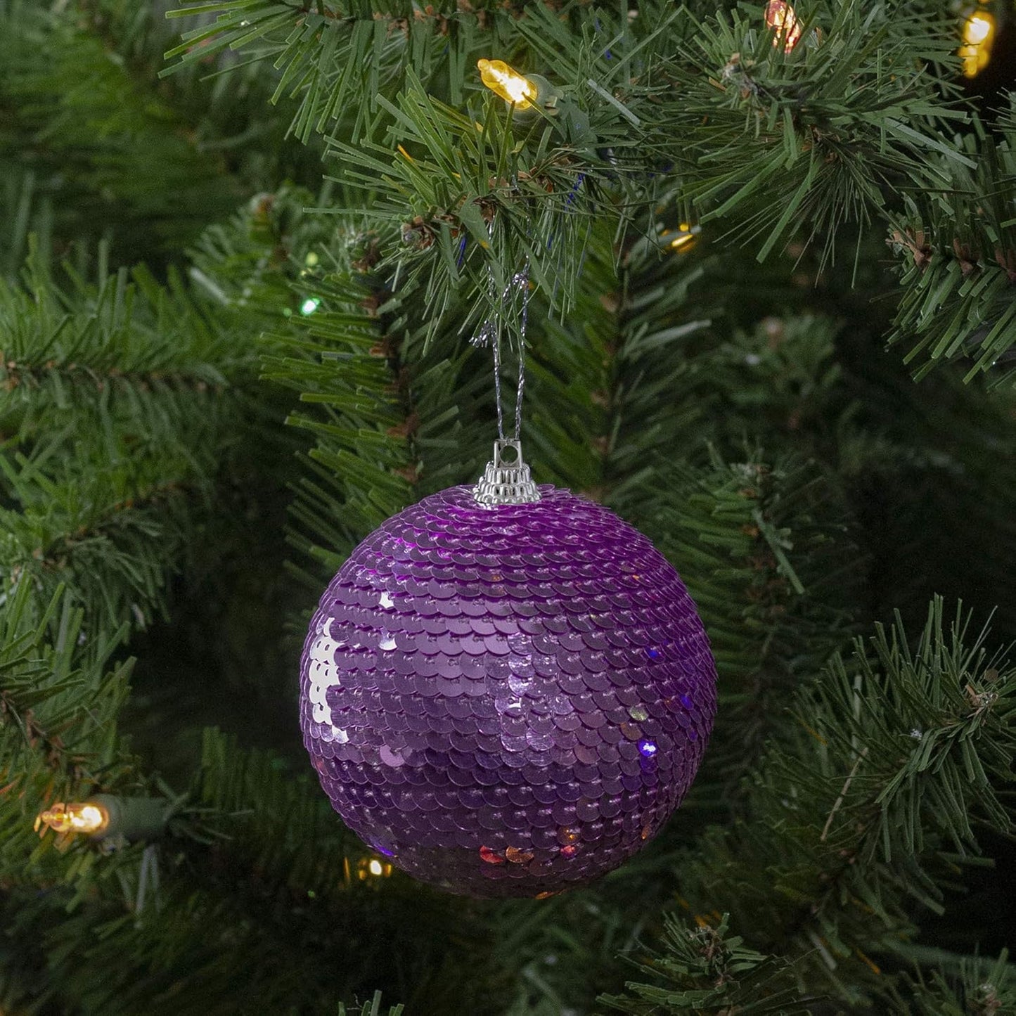 3" Magenta Pink Sequin Shatterproof Ball Christmas Ornament