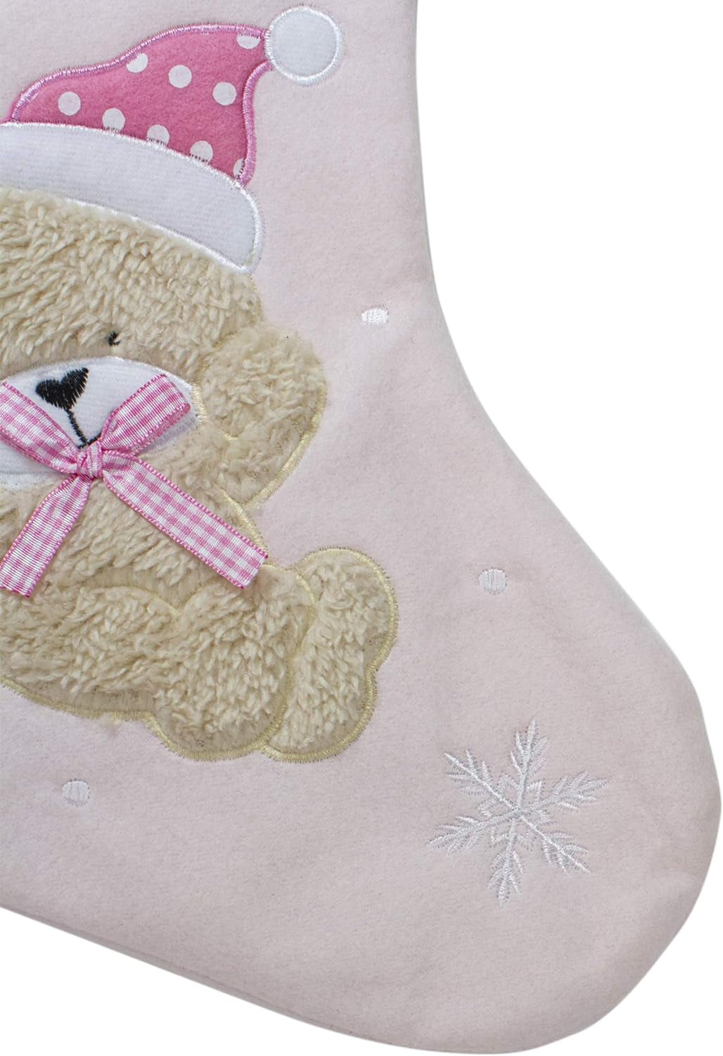 Baby'S 1St Embroidered Teddy Bear Christmas Stocking, 19", White/Pink