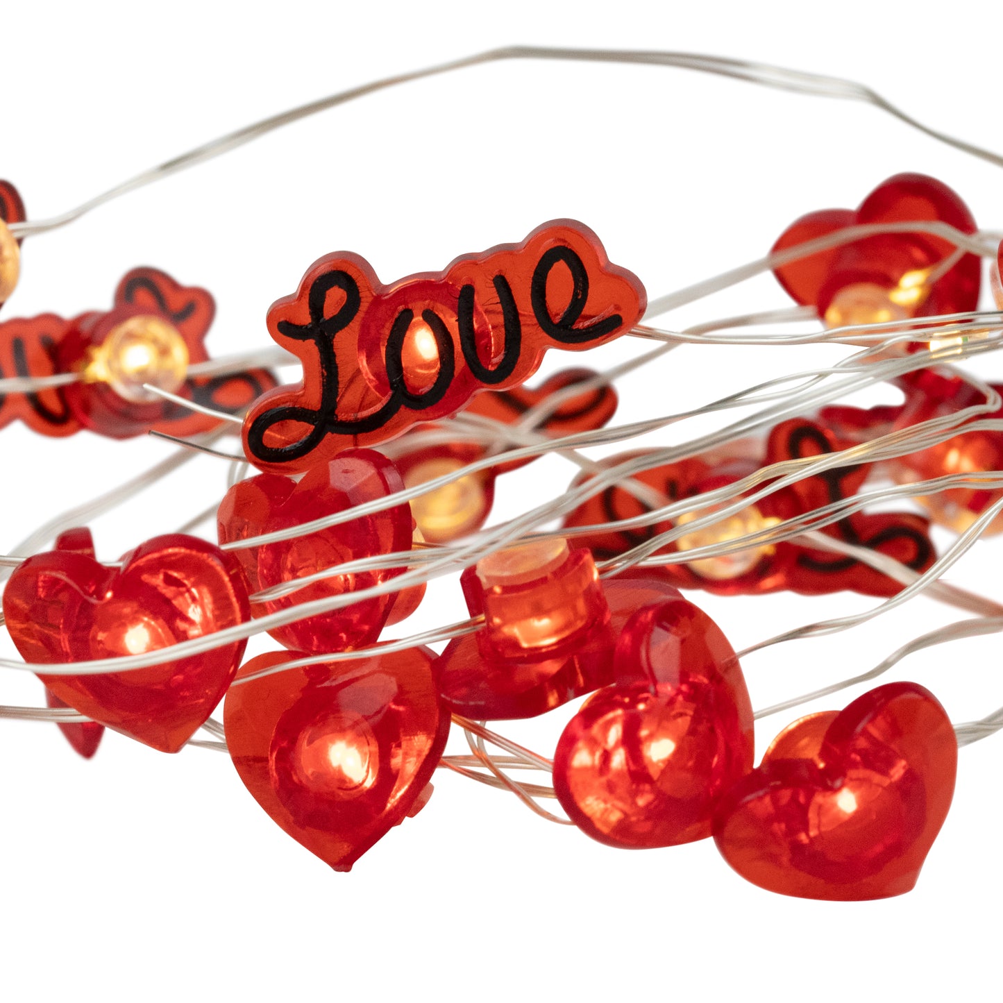 20-Count Red Valentine'S Day Love and Heart LED Fairy Lights, 6.25Ft, Copper Wire