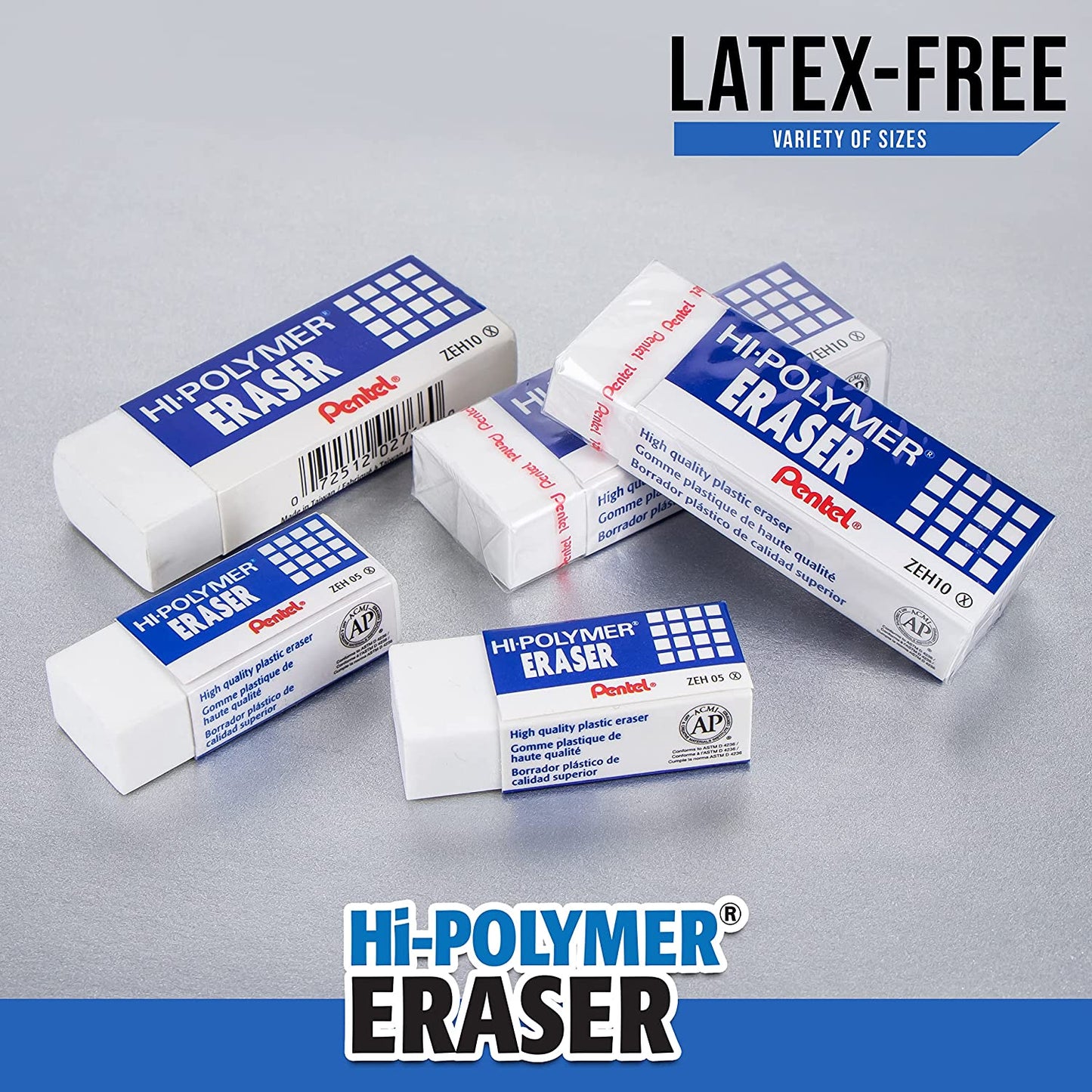 Hi-Polymer Block Eraser, Large, White, Pack of 10 Erasers (ZEH10PC10)