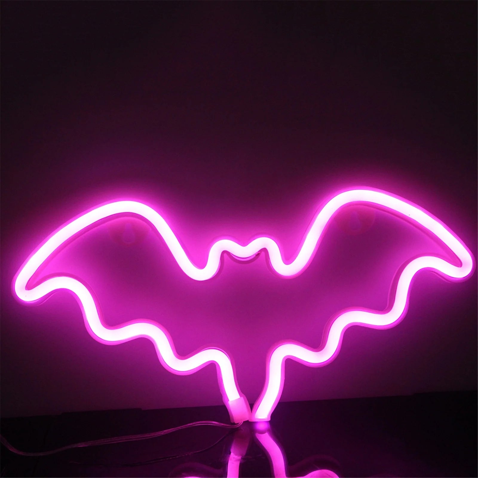 Neon Bat Shaped Wall Hanging Lamp Halloween Bedroom Home Party Bar Decoration Halloween Decorations