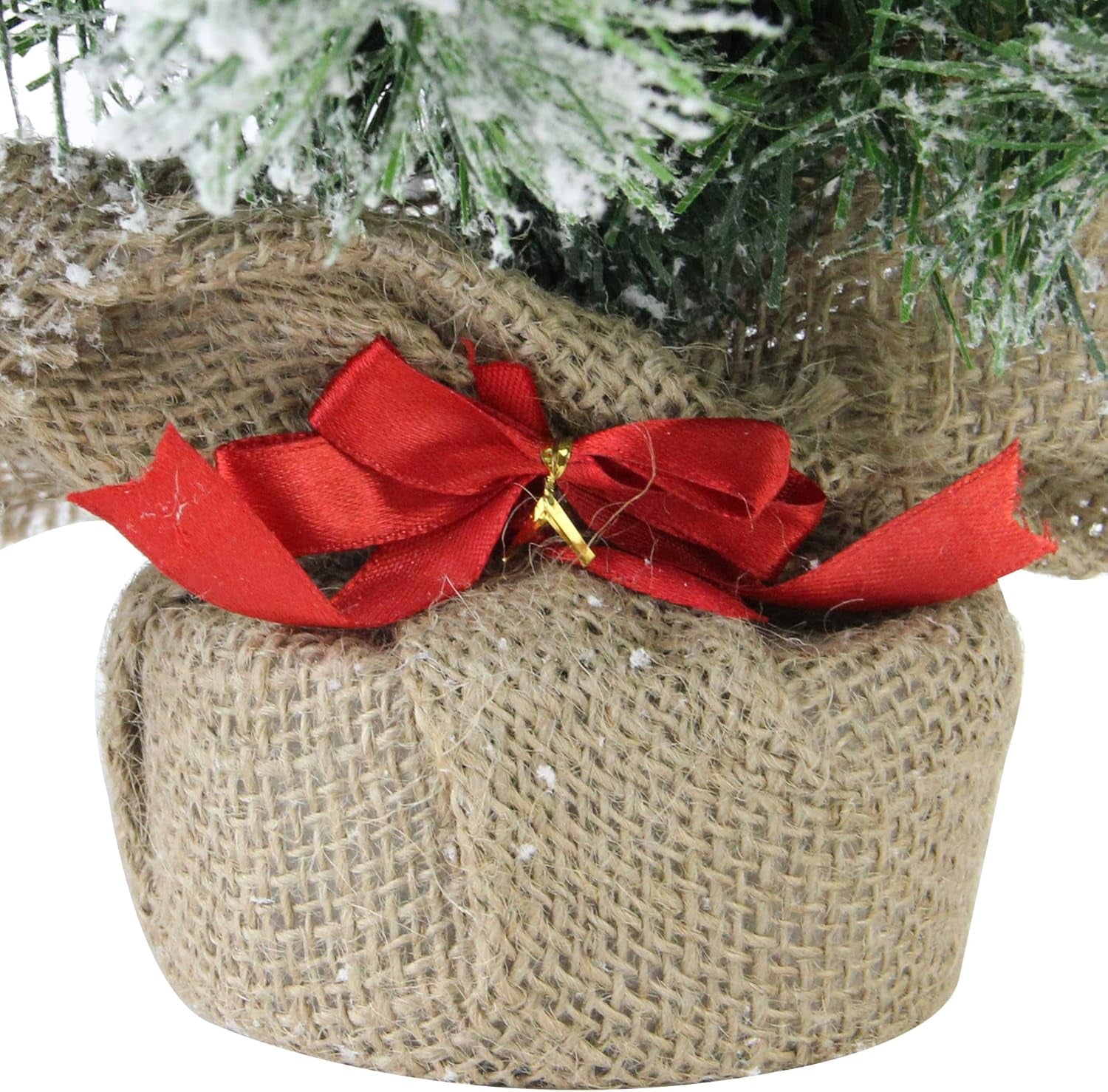 Pine Artificial Christmas Tree in Burlap Base, 18 In, White