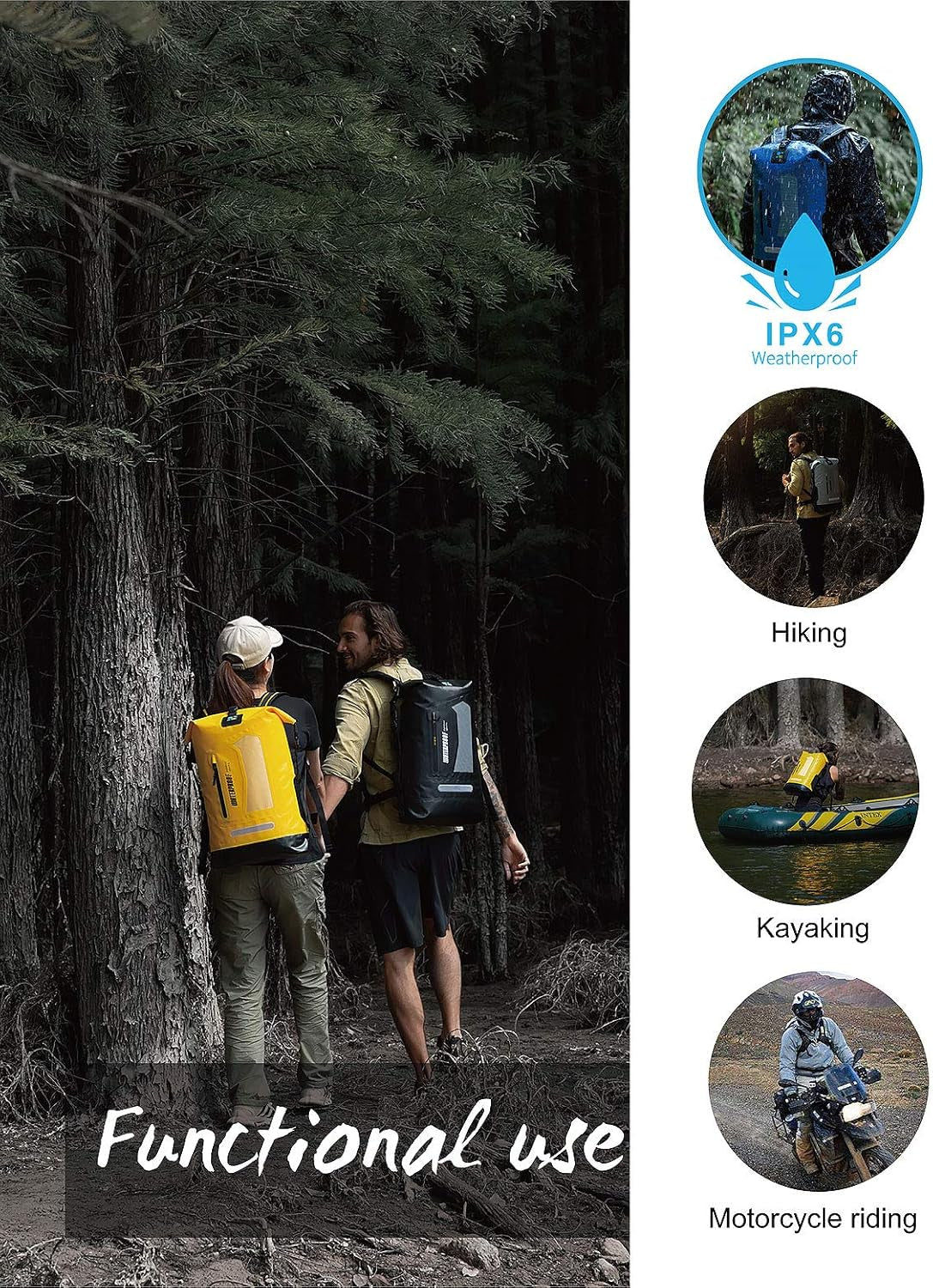 Waterproof Backpack Dry Bag 20L/30L/40L, Floating Dry Backpack Waterproof for Men, Dry Sack Waterproof Bag for Kayak