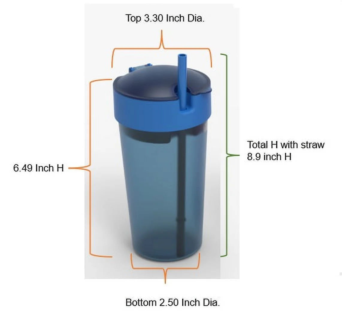 Plastic Blue Snack Tumbler with Straw, 14 Oz